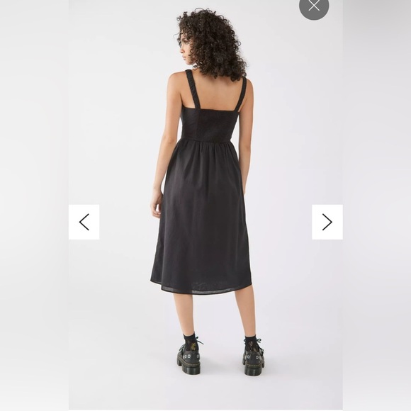 ASOS UO Azelia Button Midi Dress Black Buttoned Spaghetti Strap Sundress Size 6 - Picture 3 of 16